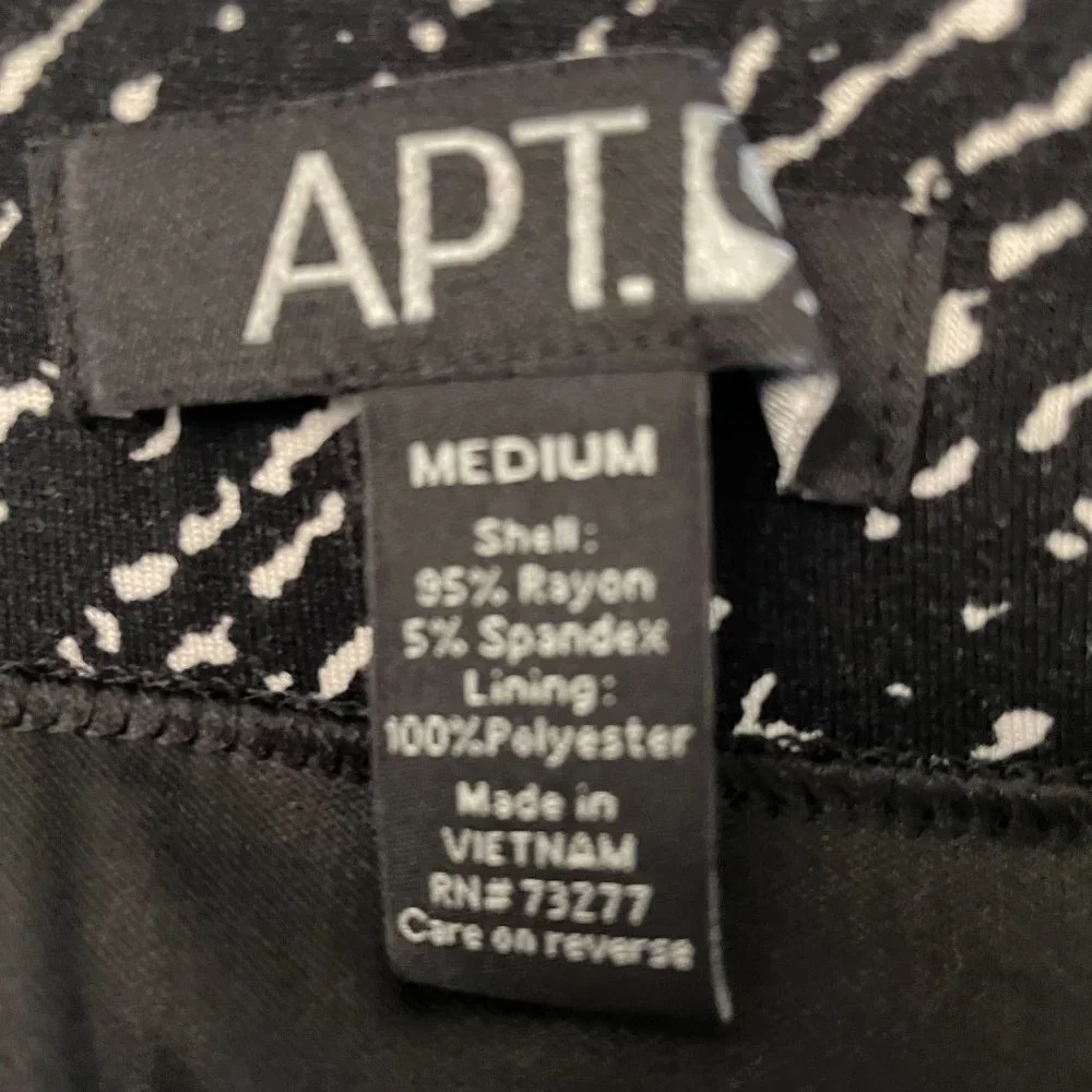 Apt 6 Straight Pencil Stretch Lined Skirt - Black White Geometric - Medium - Picture 3 of 4